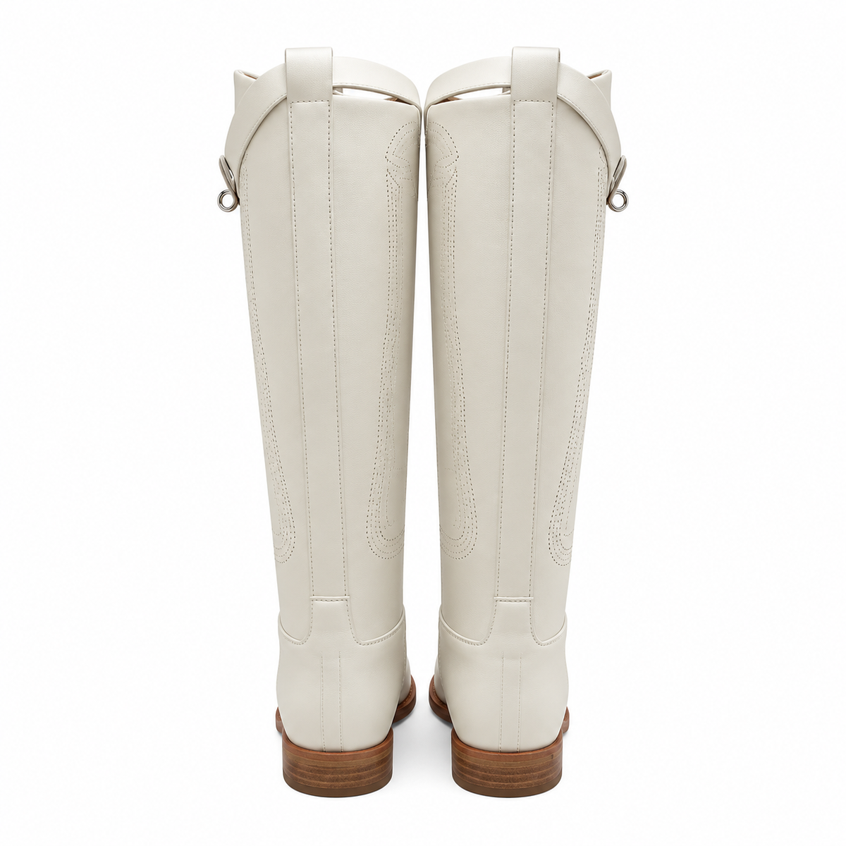 Hermès Ivory Tall Boots with Perforated Detailing