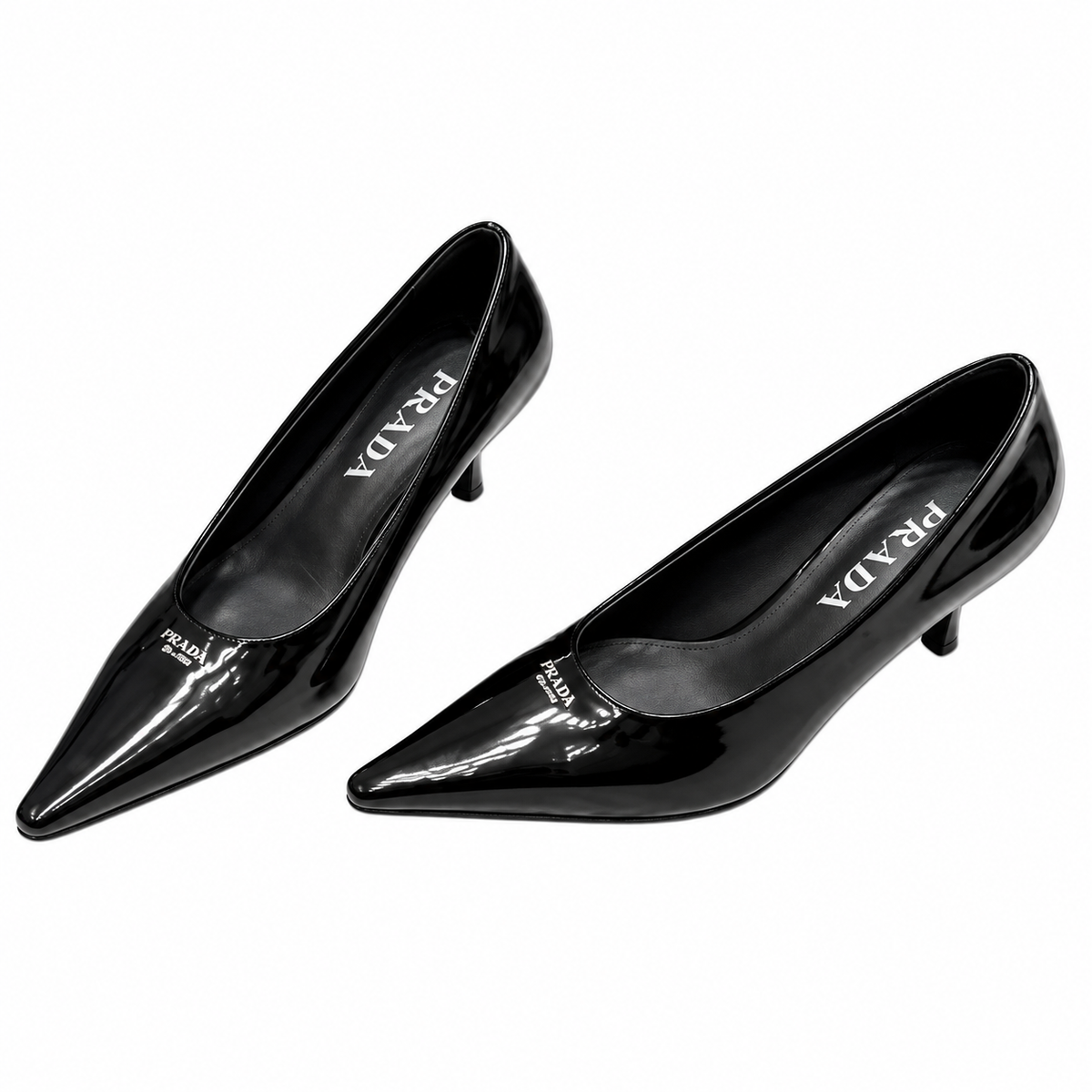 Prada Black Glossy Pointed-Toe Pumps