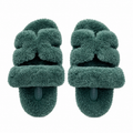 Hermès Teal Green Textured H-Strap Slides