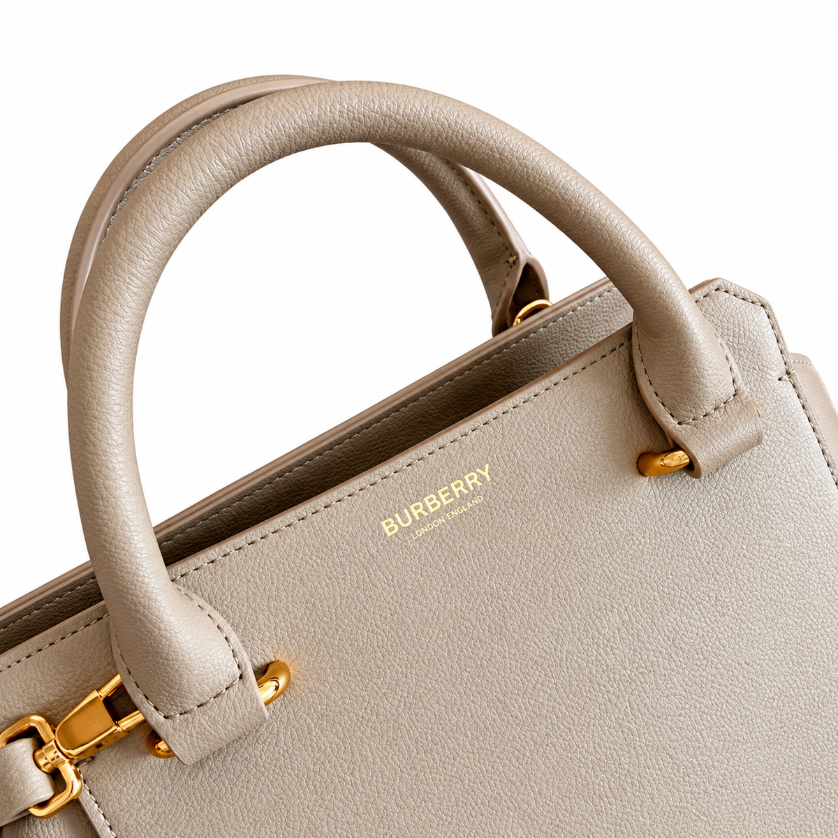 Burberry Cream Check-Panel Top Handle Crossbody