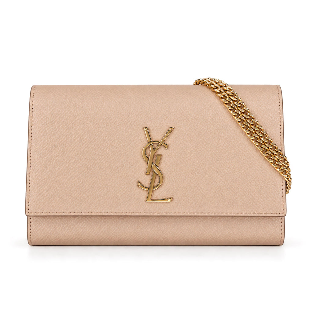 Saint Laurent YSL Kate Chain Wallet – Nude Smooth Leather