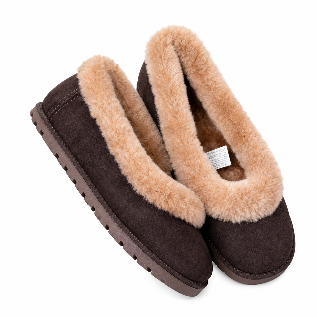 UGG Chocolate Brown Tan-Trim Slip-On Slippers
