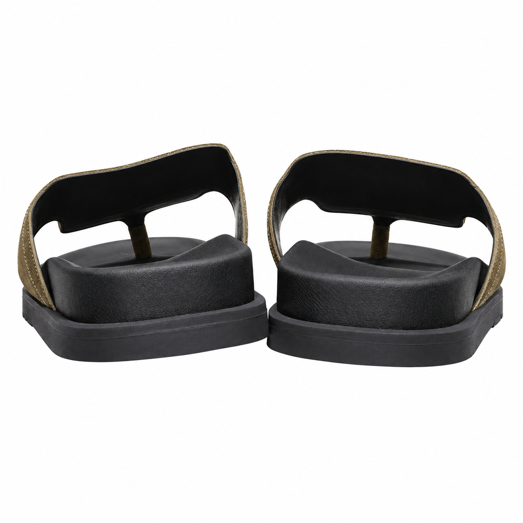 Hermès Olive Thong Sandals with Silver Buckle