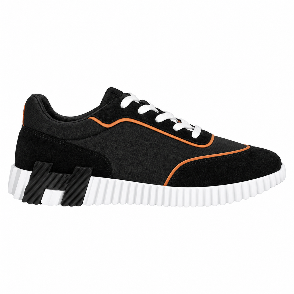 Hermès Black and Orange Low-Top Sneakers