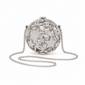 Chanel CC Crystal Star Globe Minaudiere | Silver Filigree & Chain — 13cm