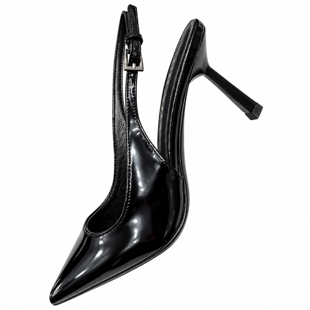 Prada Glossy Black Pointed-Toe Slingback Pumps