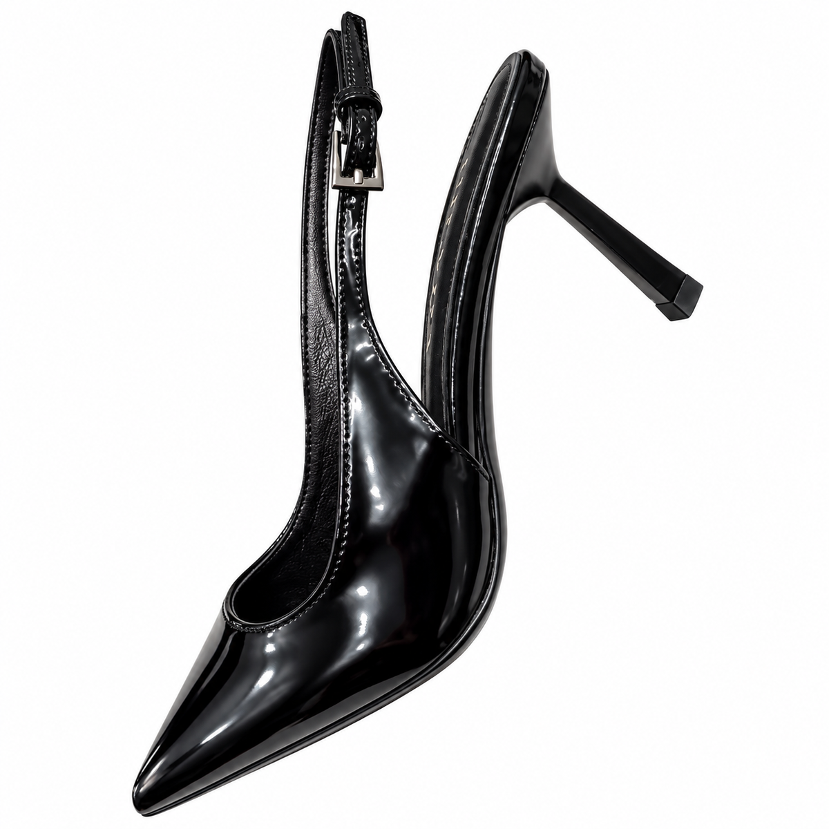 Prada Glossy Black Pointed-Toe Slingback Pumps