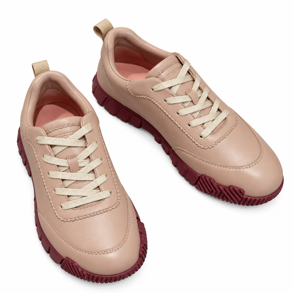 Hermès Blush Pink Sneakers with Burgundy Sole
