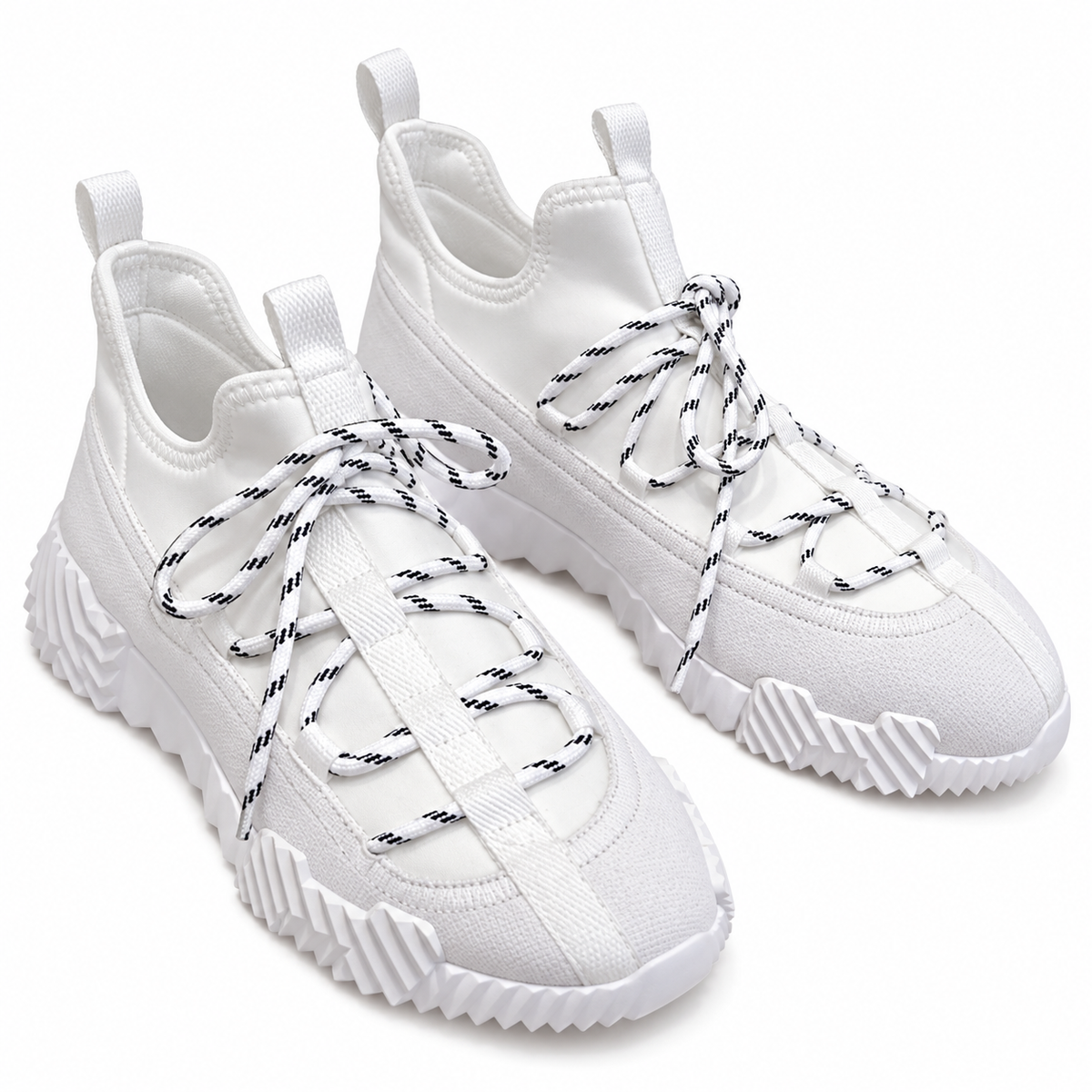 Hermès White Panelled Lace-Up Sneakers