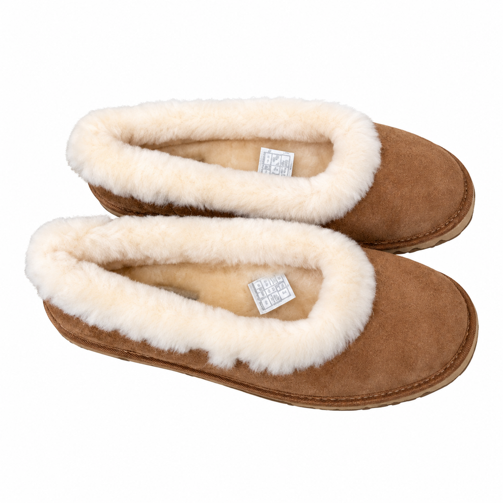UGG Chestnut Cream-Trim Slip-On Slippers