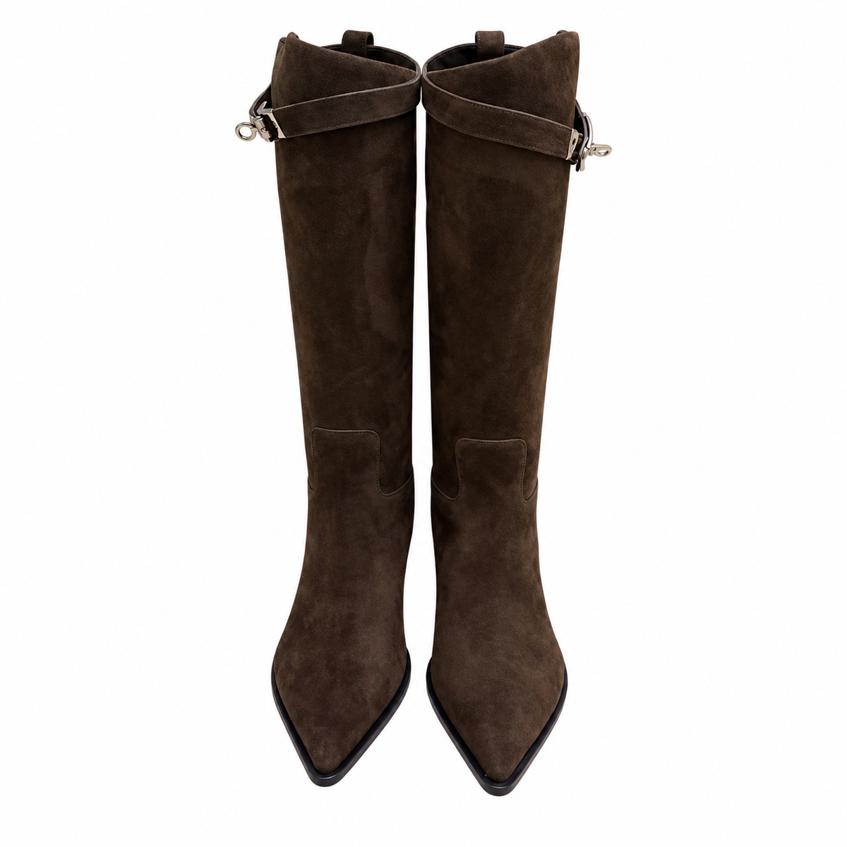 Hermès Dark Brown Pointed-Toe Tall Boots