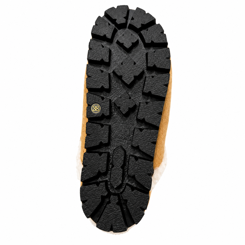 Prada Tan Plush-Trim Black Lug-Sole Mules