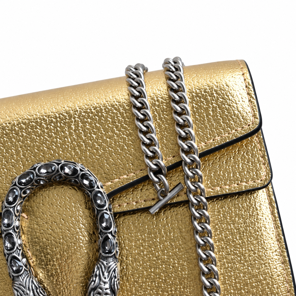 Gucci Dionysus Mini Bag in Gold Metallic Leather
