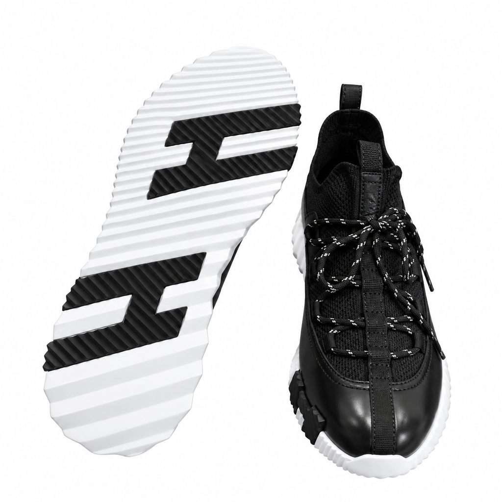 Hermès Black Panelled Lace-Up Sneakers
