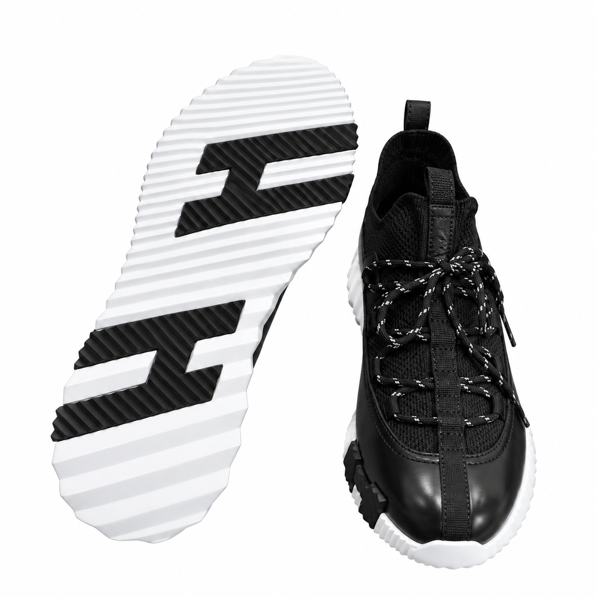 Hermès Black Panelled Lace-Up Sneakers