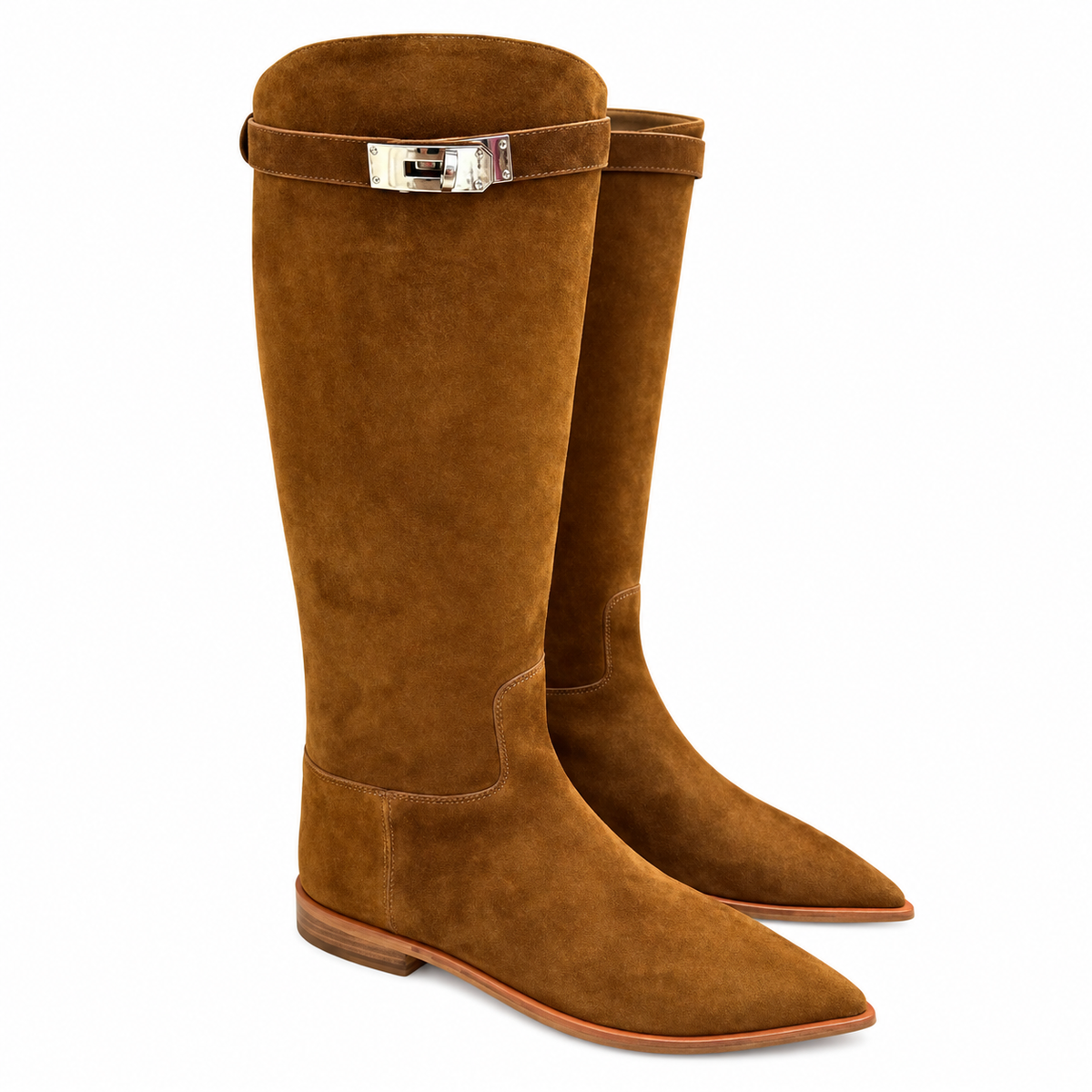 Hermès Caramel Brown Pointed-Toe Tall Boots