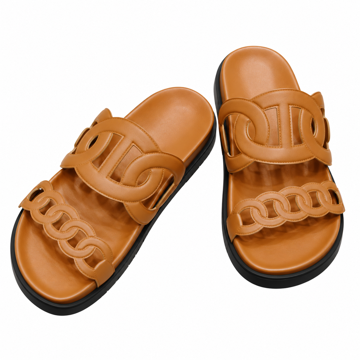 Hermès Tan Chain-Link Open Toe Summer Sandals