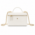 Chanel Vanity Case White Croc-Embossed Gold Hardware 18cm