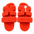 Hermès Orange Textured H-Strap Slides