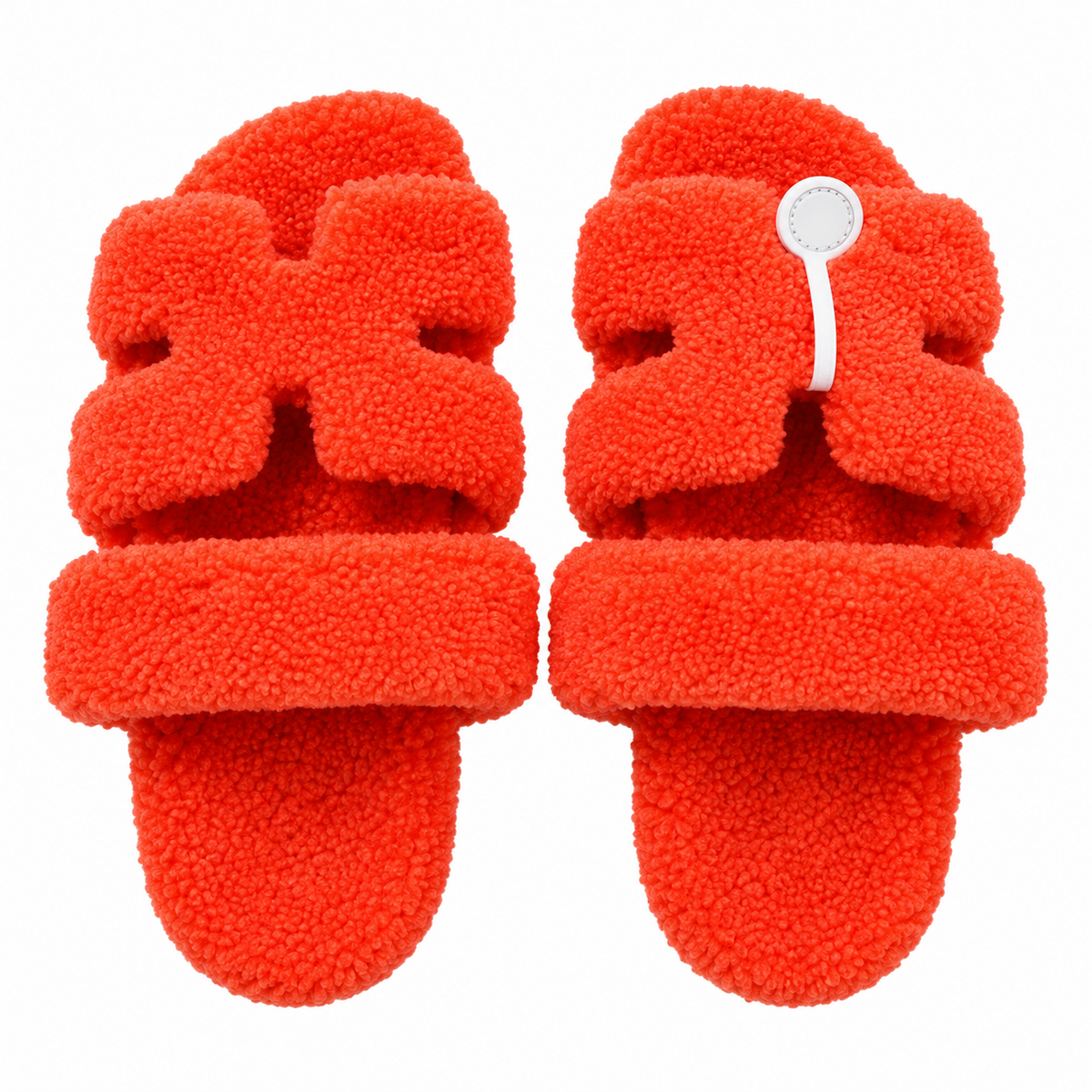 Hermès Orange Textured H-Strap Slides