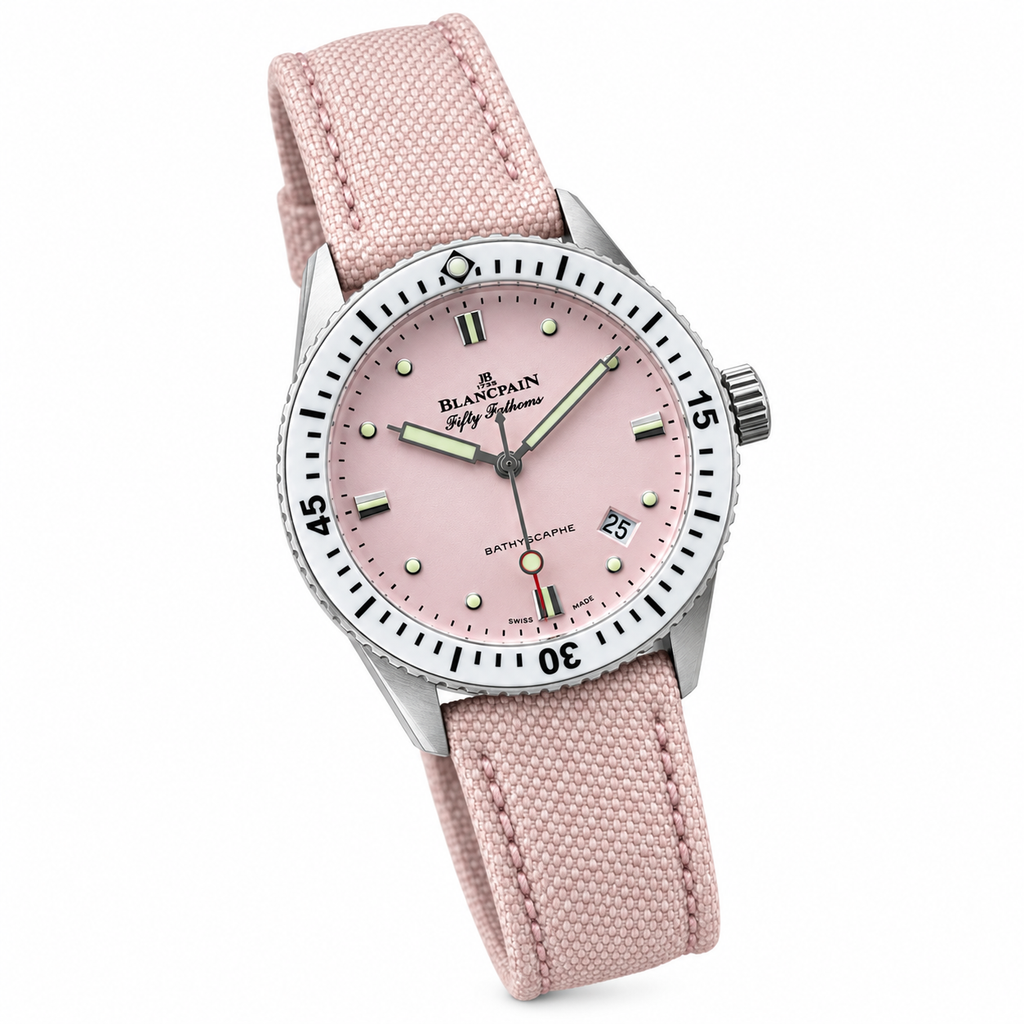 Blancpain Fifty Fathoms Bathyscaphe Pink Dial Dive Watch