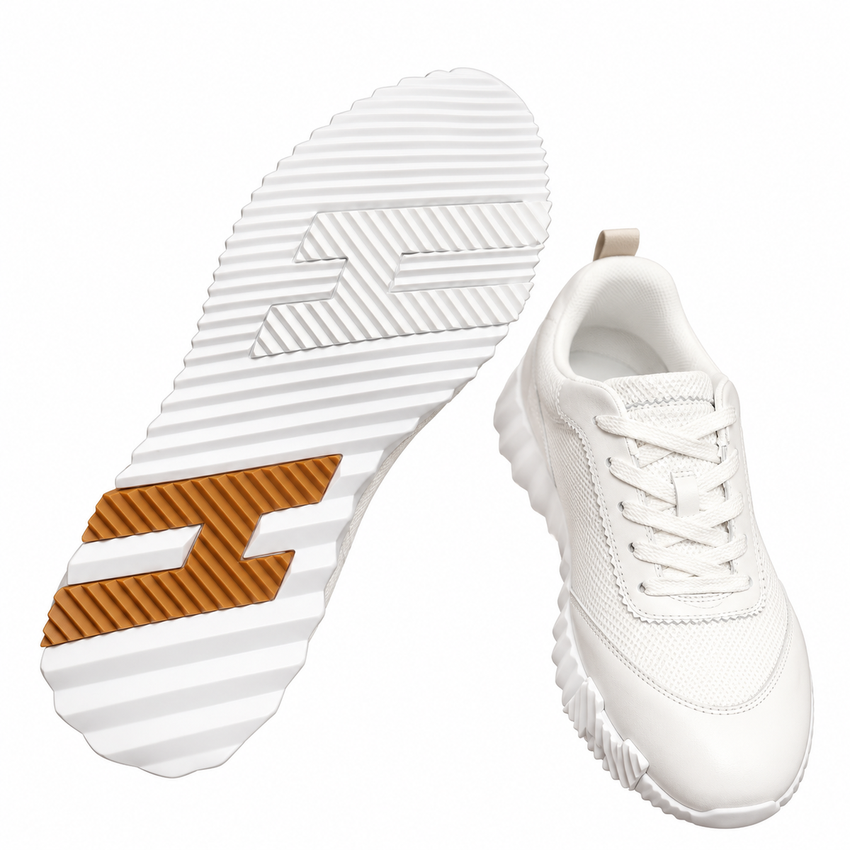 Hermès White Sneakers with Sculpted Sole