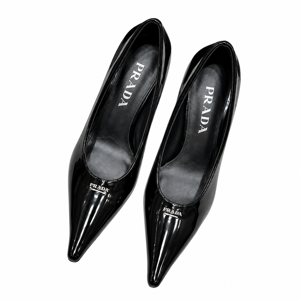 Prada Black Glossy Pointed-Toe Pumps