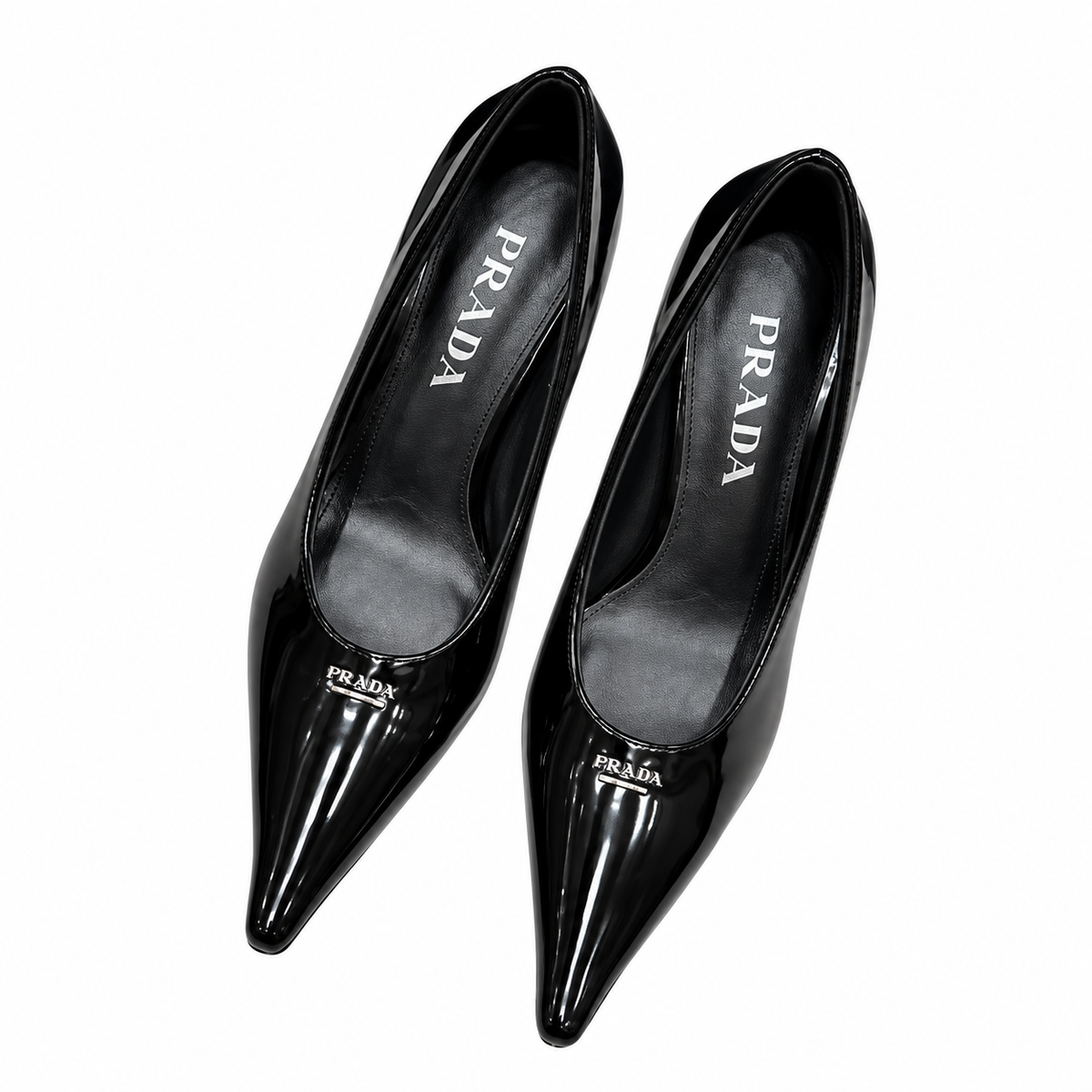 Prada Black Glossy Pointed-Toe Pumps