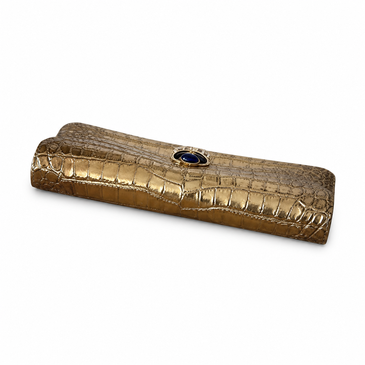 Chanel Metallic Gold Croc Jewel Clasp Clutch