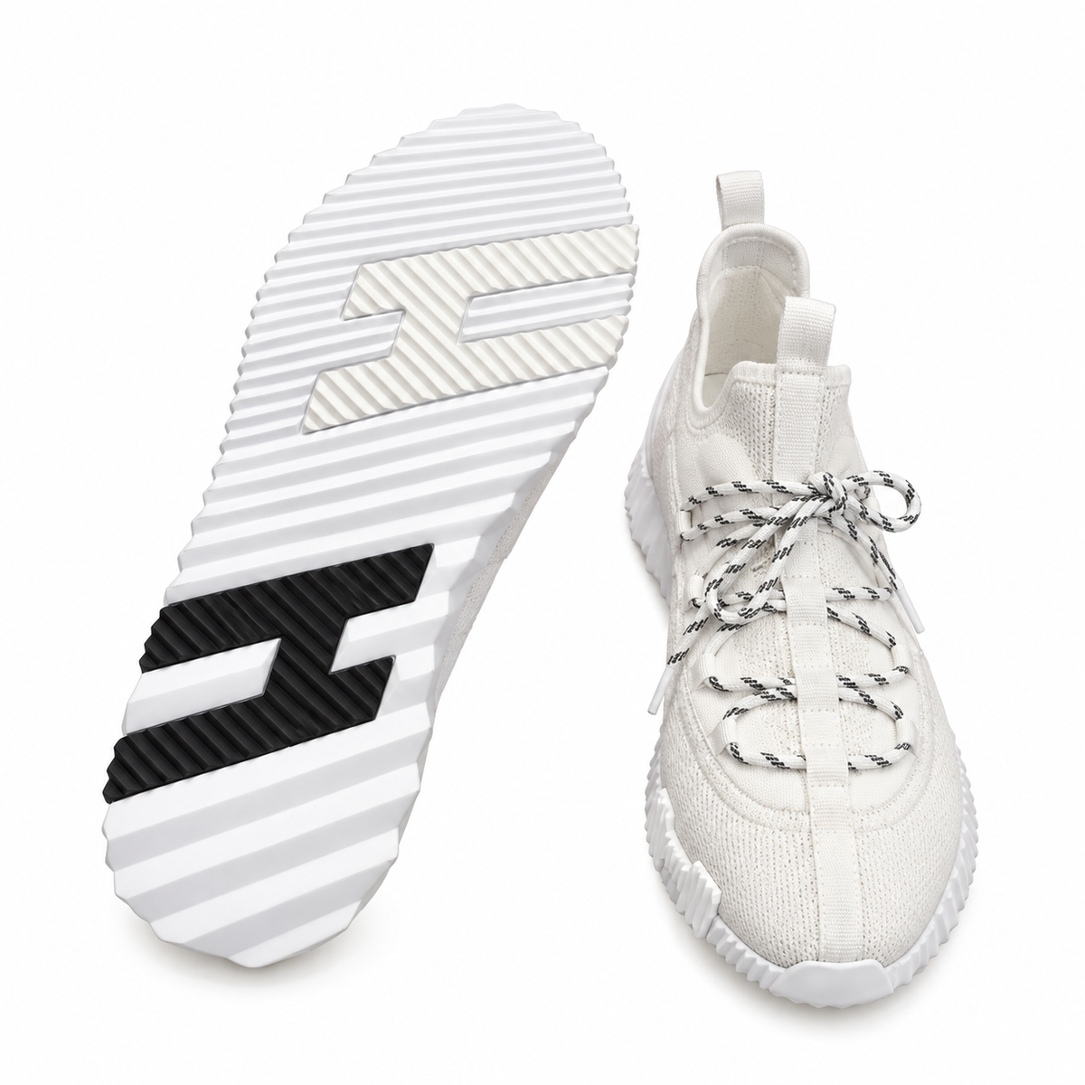 Hermès White Panelled Lace-Up Sneakers