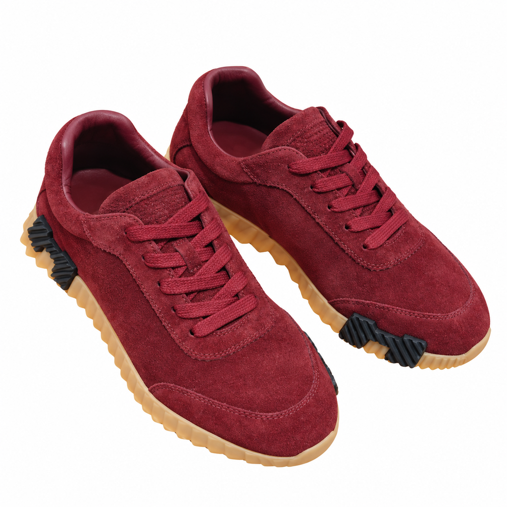 Hermès Burgundy Sneakers with Sculpted Tan Sole