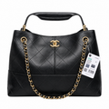 Chanel 24P Quilted Calfskin Hobo Bag Black 24×36×14cm
