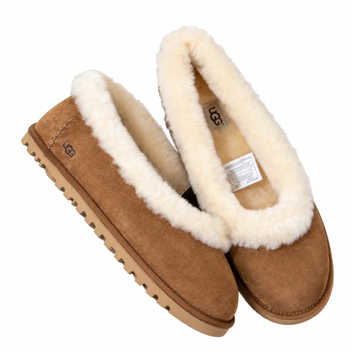 UGG Chestnut Cream-Trim Slip-On Slippers