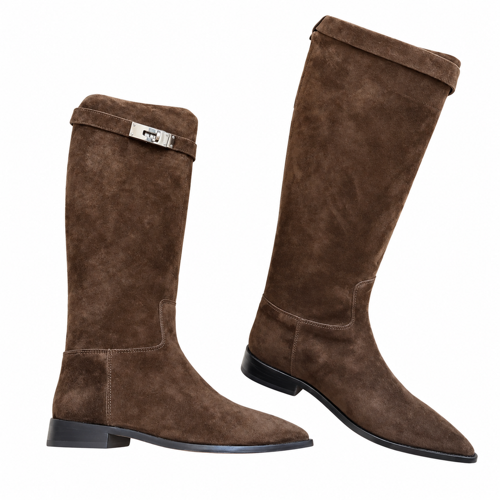 Hermès Dark Brown Pointed-Toe Tall Boots
