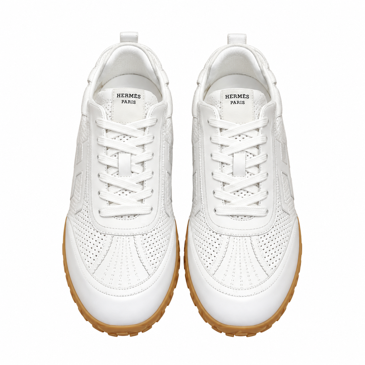 Hermès White Perforated Low-Top Sneakers