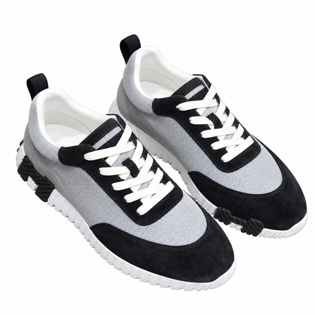 Hermès Grey & Black Sneakers with White Sole