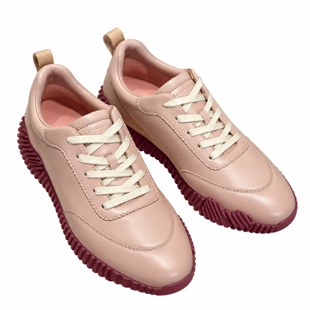 Hermès Blush Pink Sneakers with Burgundy Sole
