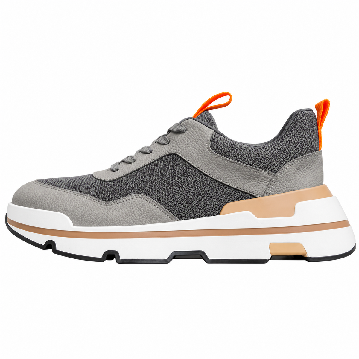 Hermès Gray Mesh Sneakers with Orange Accents