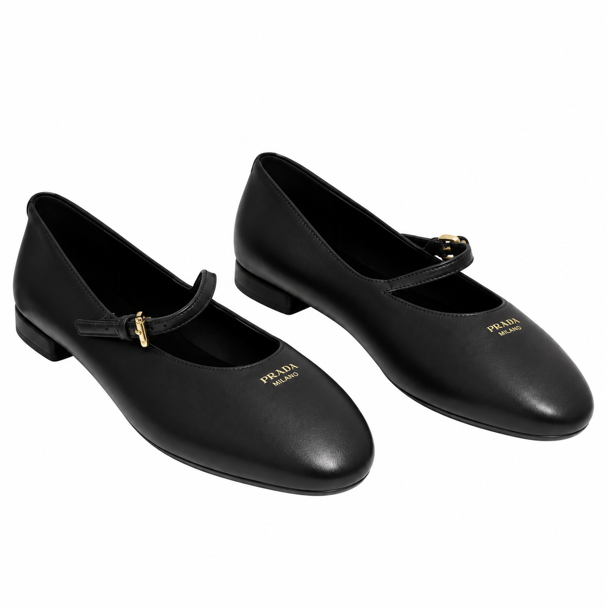 Prada Black Buckled Mary Jane Ballet Flats
