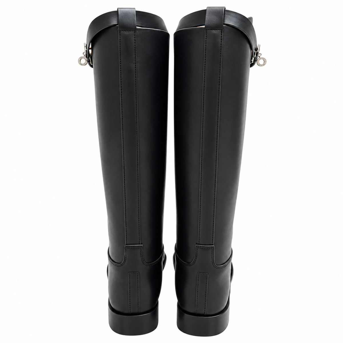 Hermès Black Pointed-Toe Tall Boots with Metal Clasp