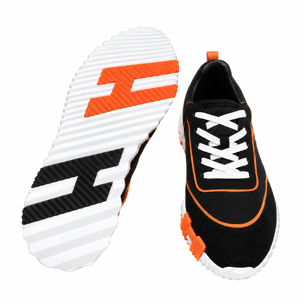 Hermès Black and Orange Low-Top Sneakers