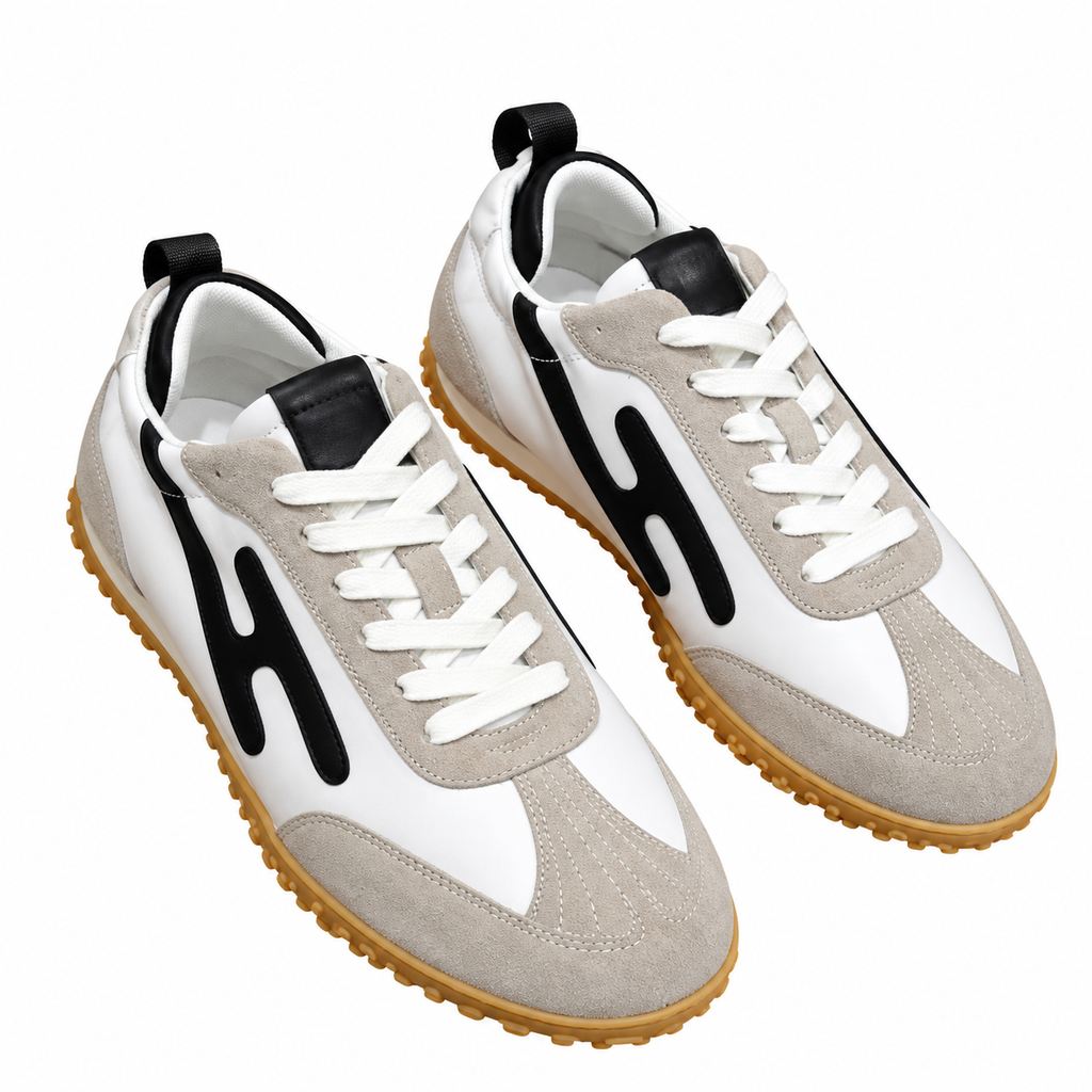 Hermès White & Beige Sneakers with Black Trim