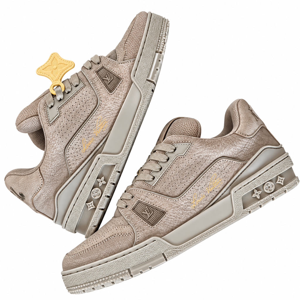 Louis Vuitton Trainer Taupe Textured Sneakers