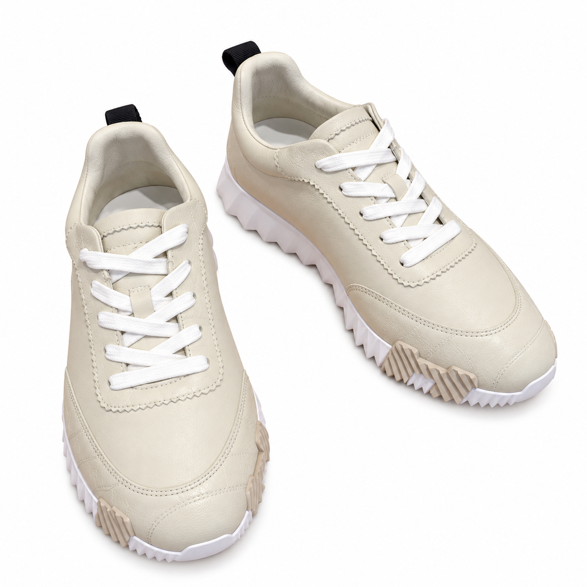 Hermès Cream Sneakers with Sculpted White Sole