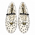 Prada Ivory Spotted Plush Mary Jane Flats