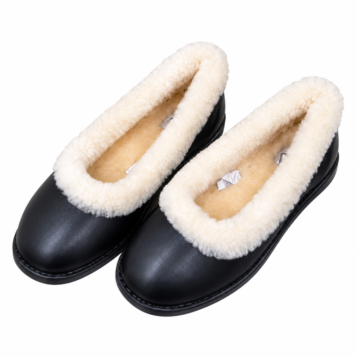 UGG Black Cream-Trim Slip-On Slippers