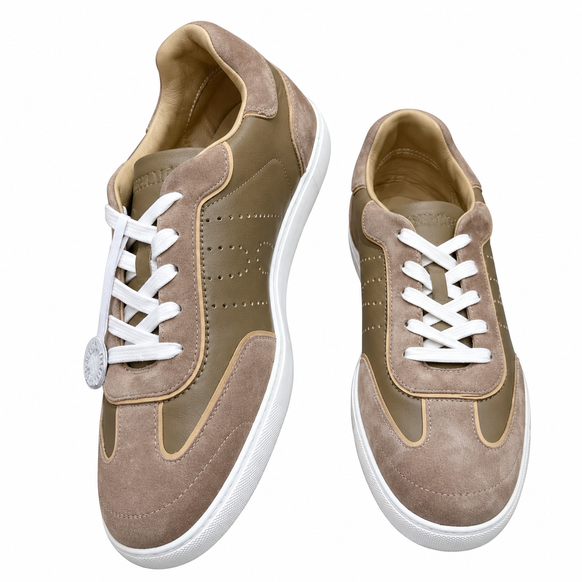 Hermès Khaki Panelled Low-Top Sneakers