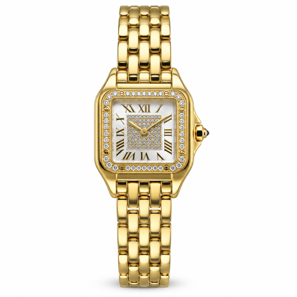 Cartier Panthère Yellow Gold Diamond Bezel MOP Dial Watch – KDY