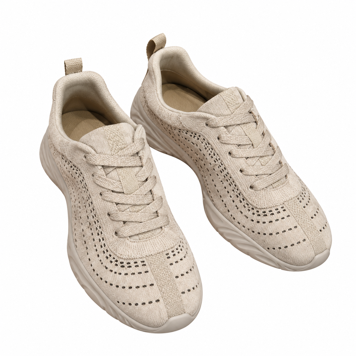 Hermès Beige Textured Cutout Low-Top Sneakers