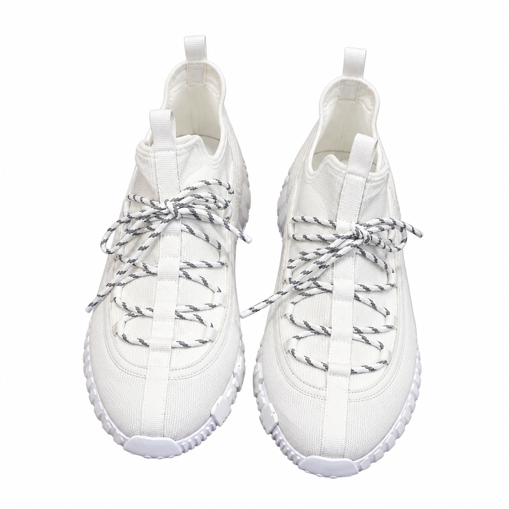 Hermès White Panelled Lace-Up Sneakers